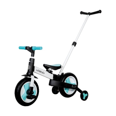 Велосипед-беговел с родительской ручкой Velobibi Орион ВЛ-2644 бело-голубой 01